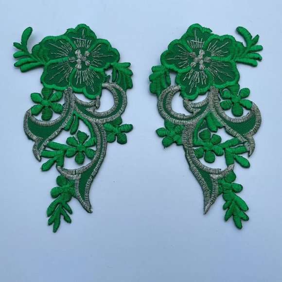 Embroidery Patches for Clothes Jacket Jeans Iron On Flower Patches set of 2 - Picture 2 of 8